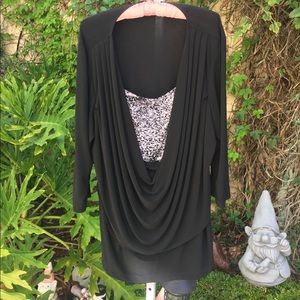 C&C Studio. 3/4 sleeve blouse Blk & White